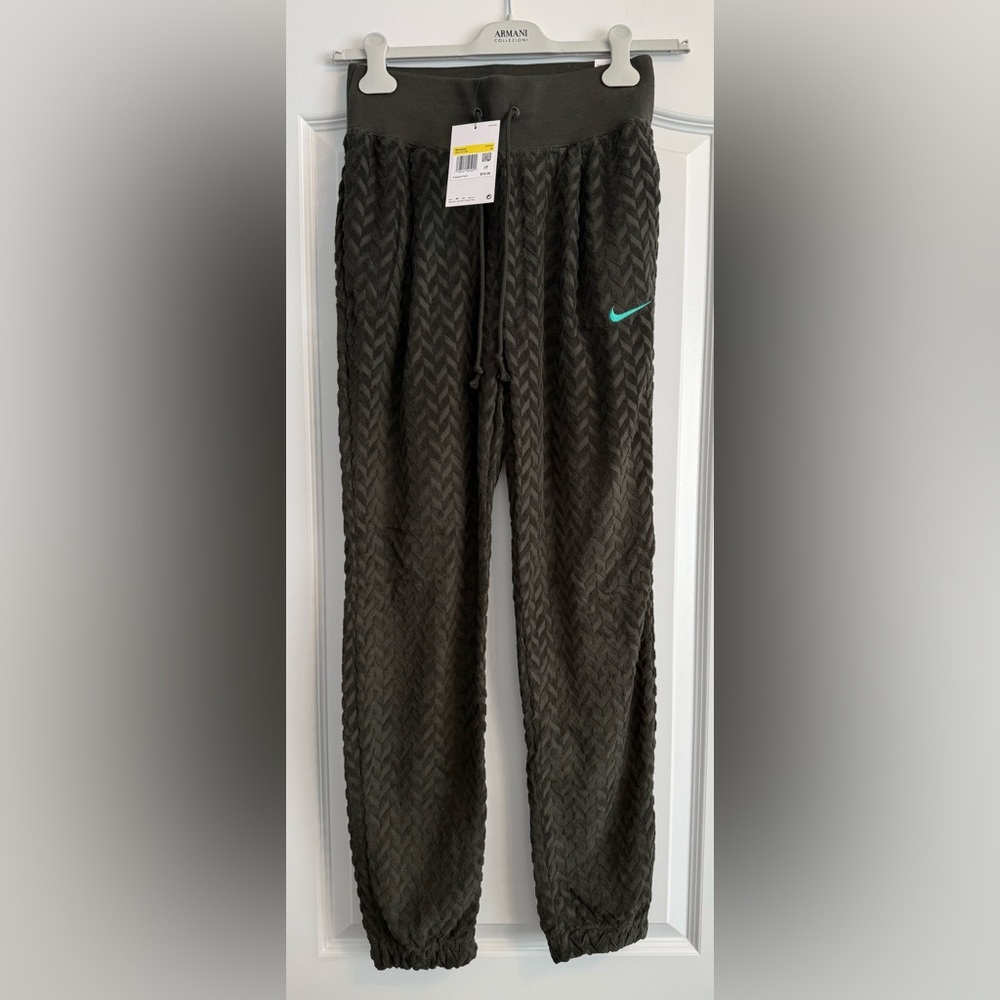 Nike Women's Dark Green Terry Textured Joggers